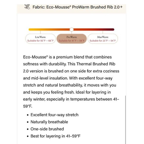 OGL EcoMousse ProWarm Mock Neck Long Sleeve Brami Top Biege Size Medium - Picture 11 of 11